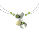 Stacked Circles Two-tone Green Catsite Necklace